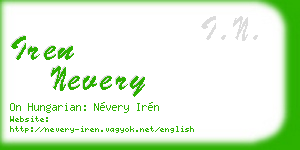 iren nevery business card